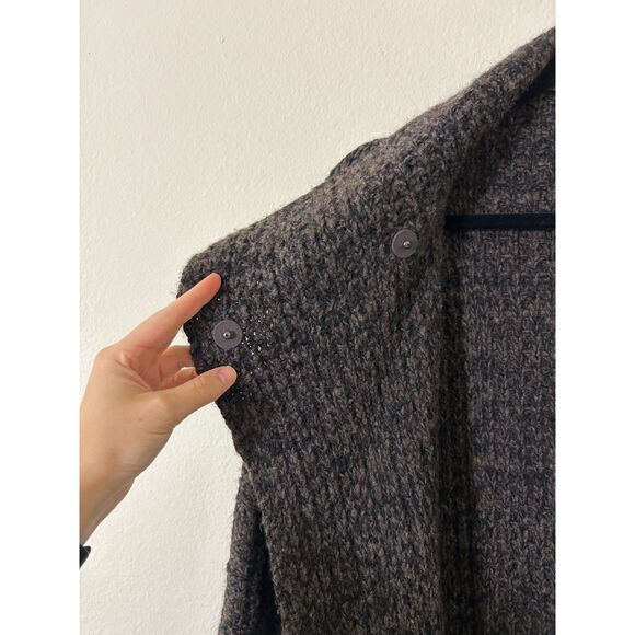 Eileen Fisher Cardigan Women's S Brown Organic Wool/Alpaca 2 Snap Hi‎ Collar - Picture 8 of 9